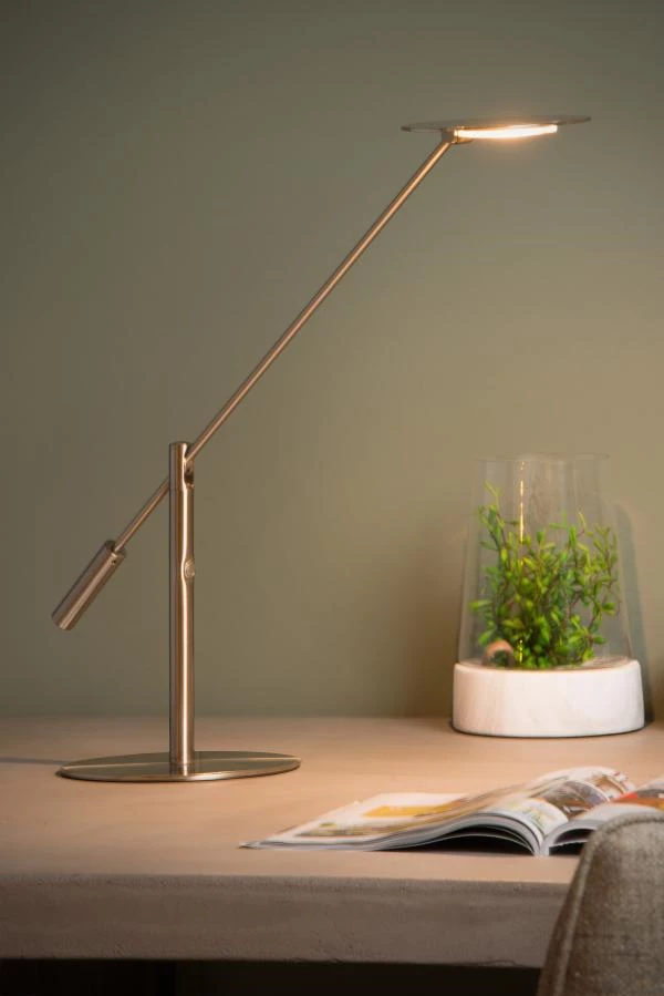 Lucide ANSELMO - Desk lamp - LED Dim. - 1x9W 3000K - Satin Chrome - atmosphere 2